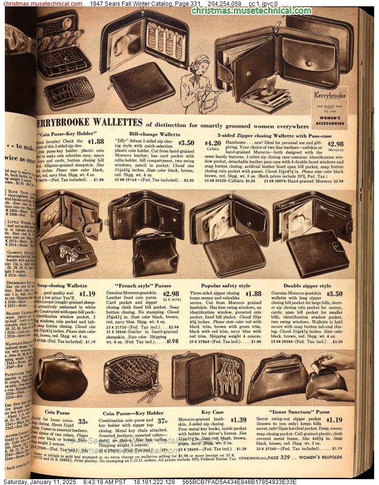 1947 Sears Fall Winter Catalog, Page 331