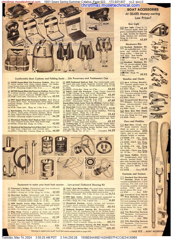 1951 Sears Spring Summer Catalog, Page 922