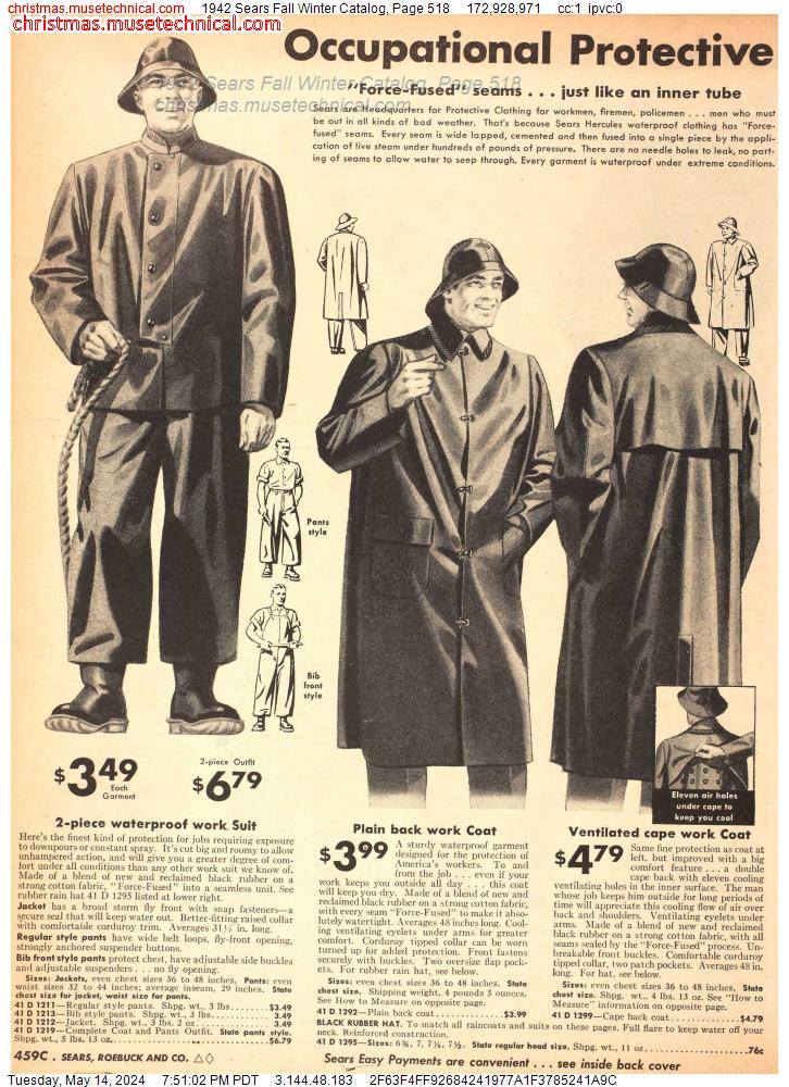 1942 Sears Fall Winter Catalog, Page 518