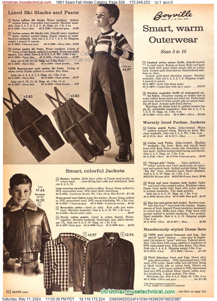 1961 Sears Fall Winter Catalog, Page 509