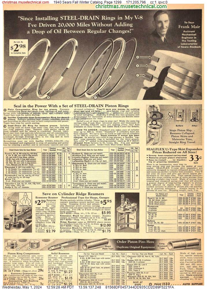 1940 Sears Fall Winter Catalog, Page 1299