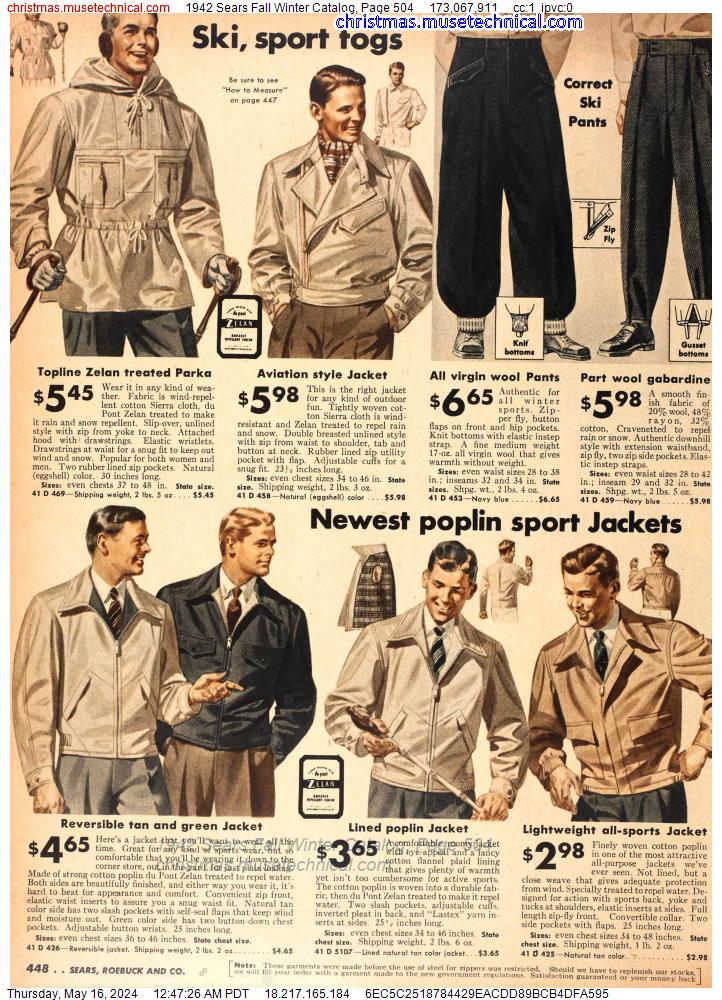 1942 Sears Fall Winter Catalog, Page 504