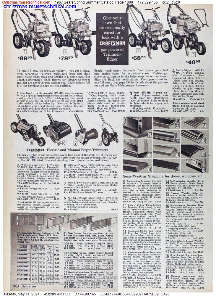 1967 Sears Spring Summer Catalog, Page 1000