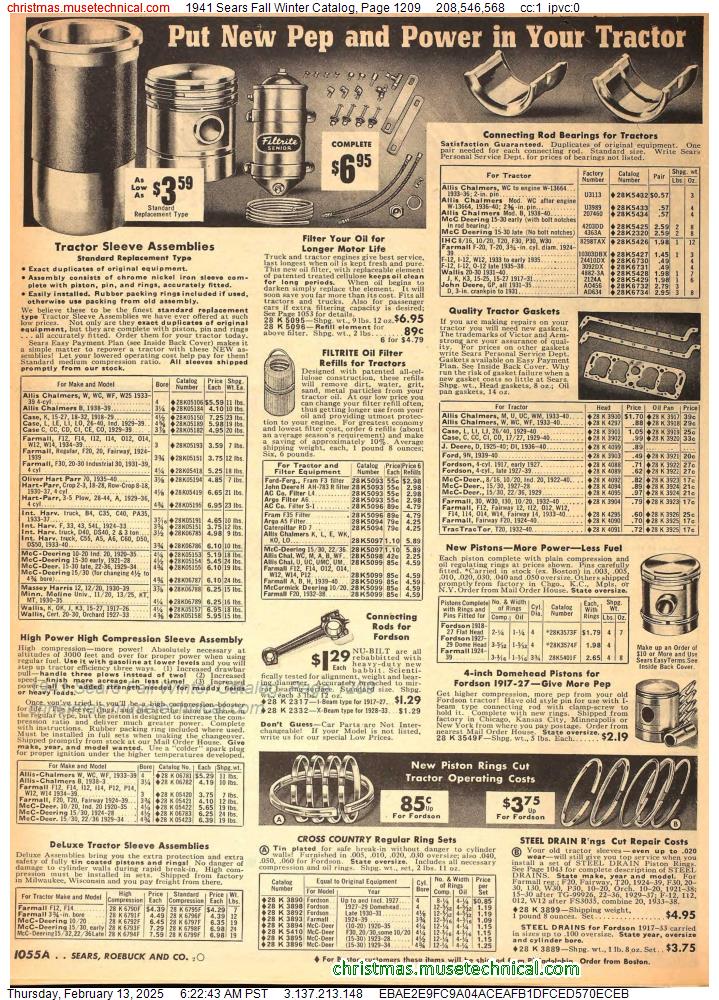 1941 Sears Fall Winter Catalog, Page 1209