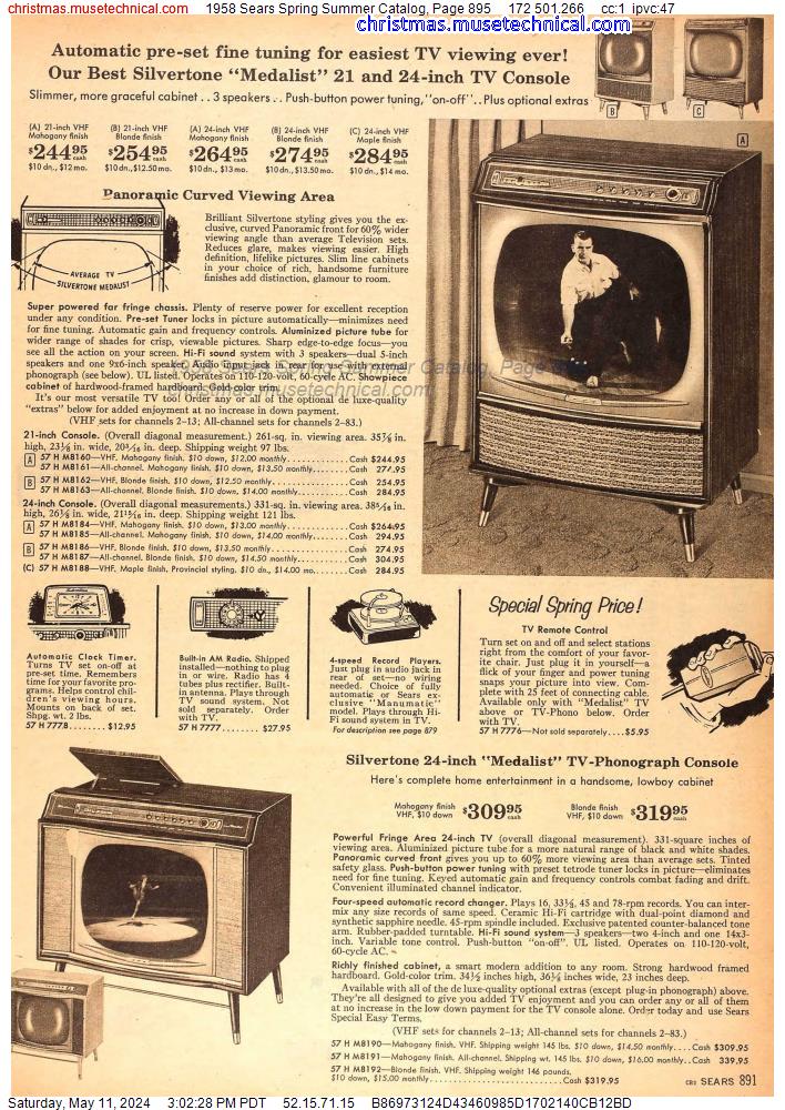 1958 Sears Spring Summer Catalog, Page 895