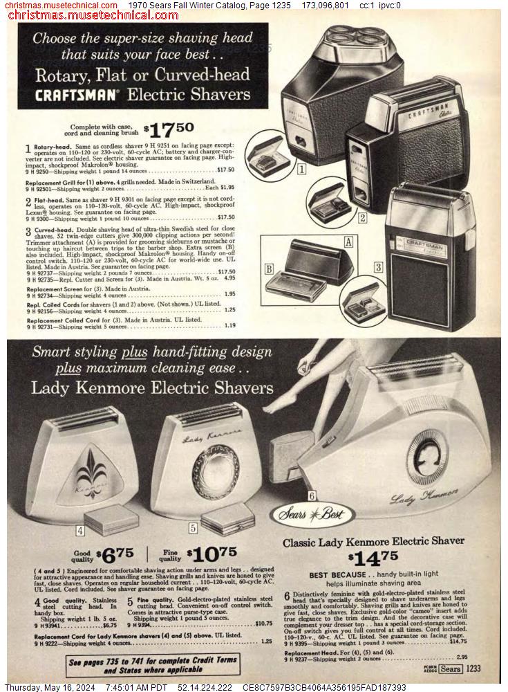 1970 Sears Fall Winter Catalog, Page 1235