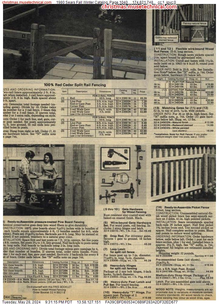 1980 Sears Fall Winter Catalog, Page 1040