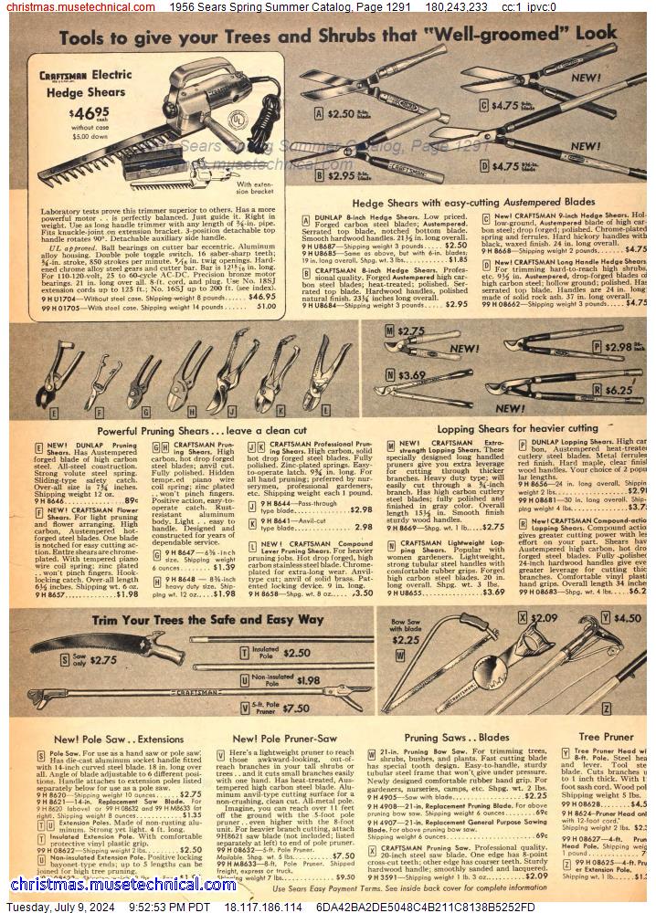 1956 Sears Spring Summer Catalog, Page 1291