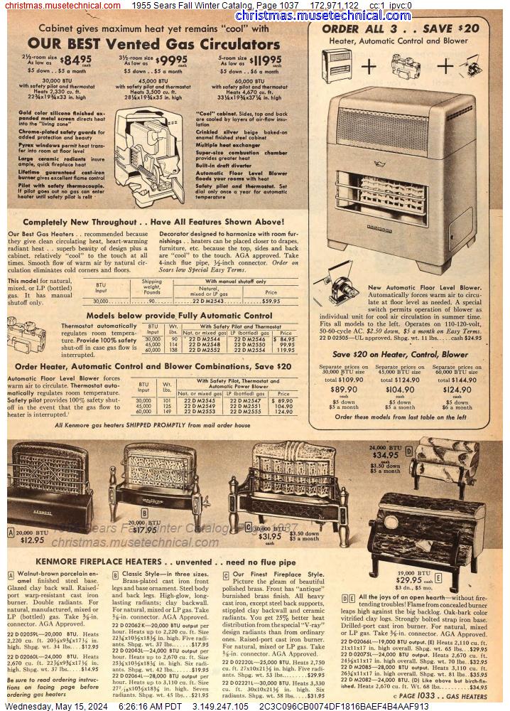 1955 Sears Fall Winter Catalog, Page 1037