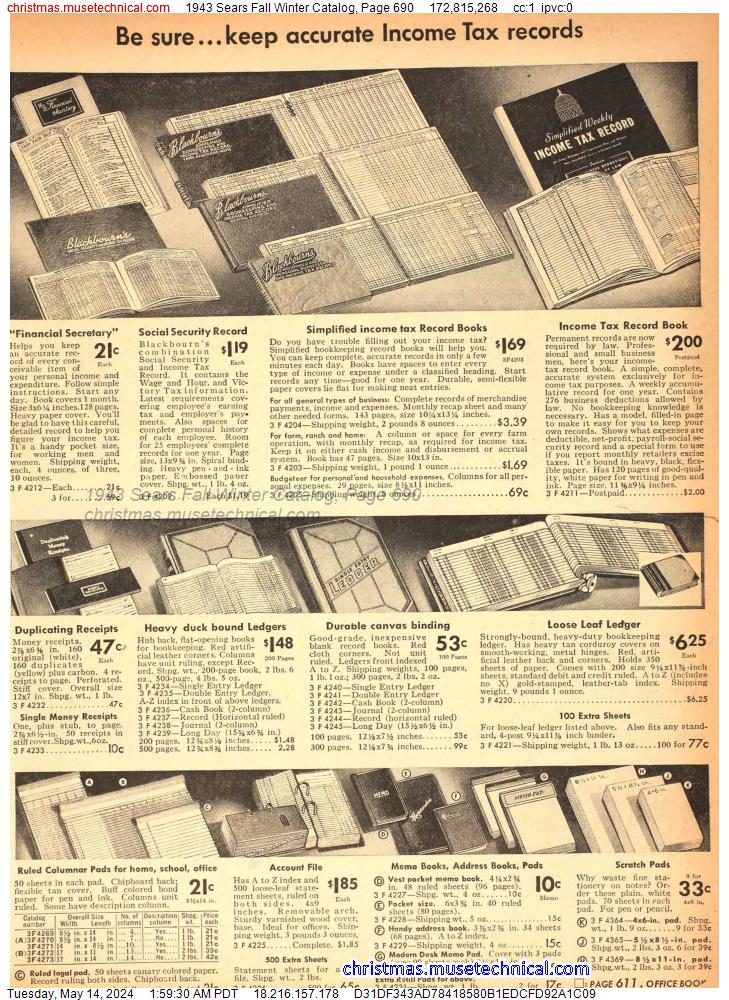1943 Sears Fall Winter Catalog, Page 690