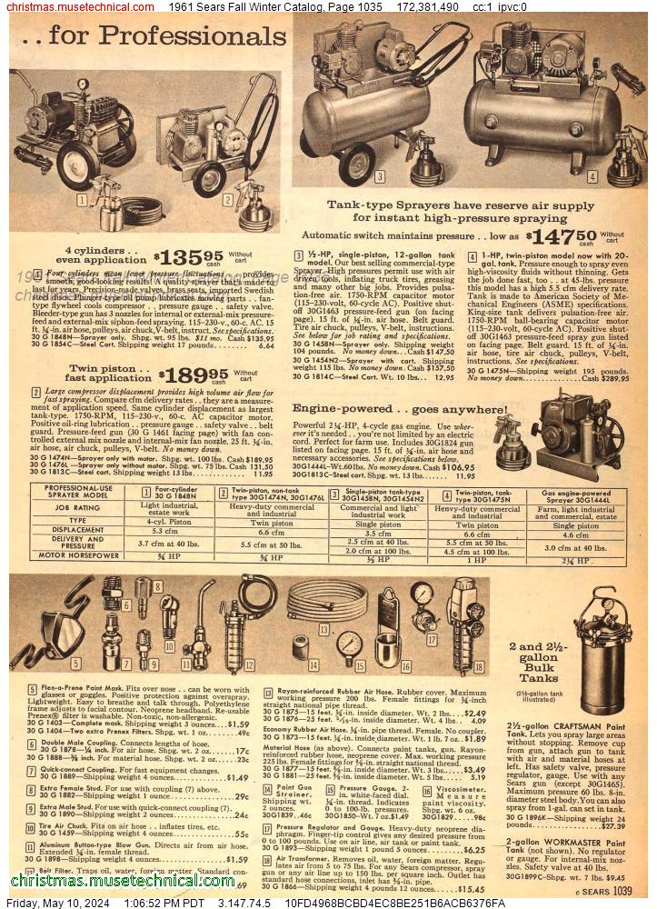 1961 Sears Fall Winter Catalog, Page 1035