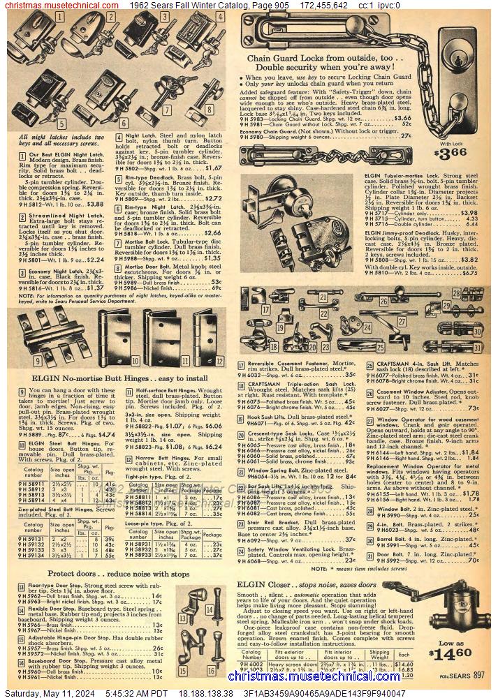 1962 Sears Fall Winter Catalog, Page 905