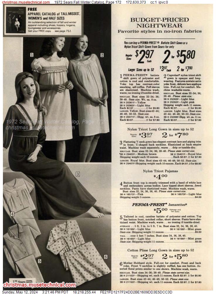 1972 Sears Fall Winter Catalog, Page 172