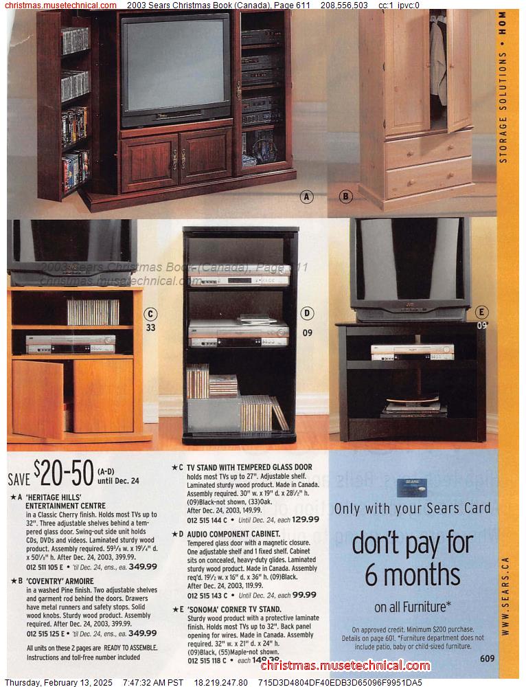 2003 Sears Christmas Book (Canada), Page 611