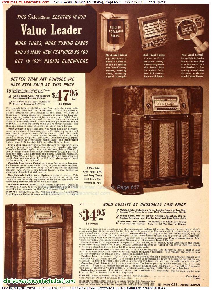 1940 Sears Fall Winter Catalog, Page 657