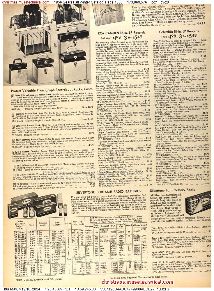 1956 Sears Fall Winter Catalog, Page 1008