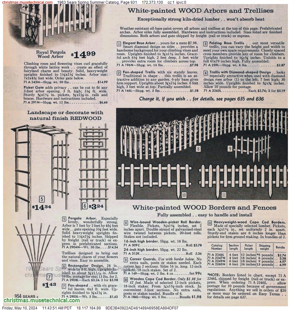 1963 Sears Spring Summer Catalog, Page 931