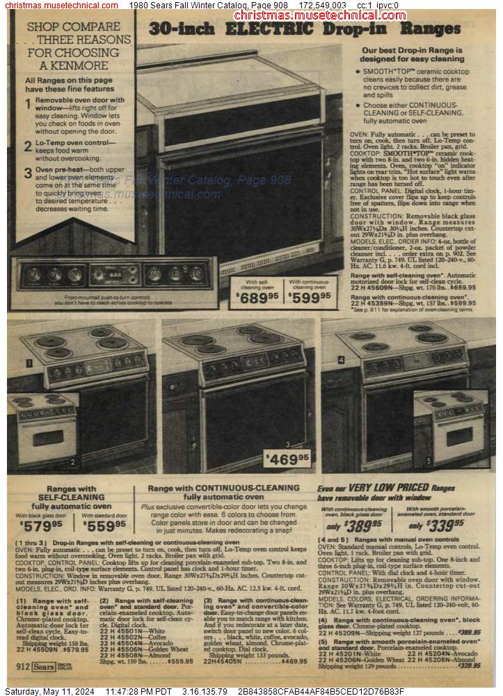 1980 Sears Fall Winter Catalog, Page 908