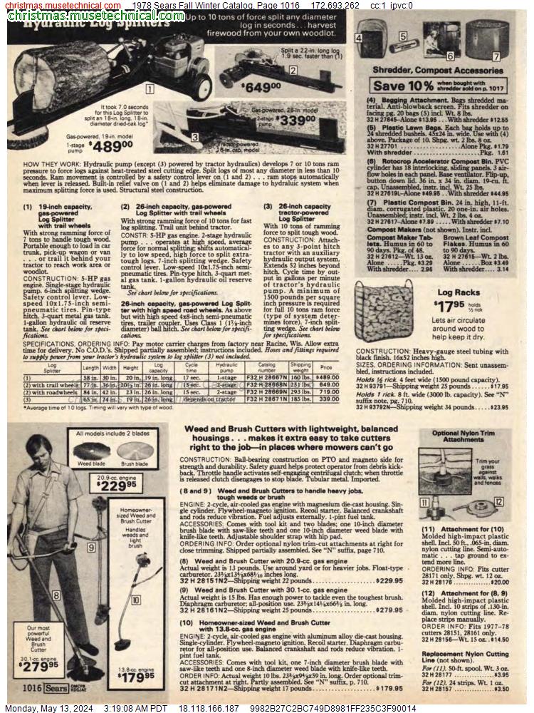1978 Sears Fall Winter Catalog, Page 1016
