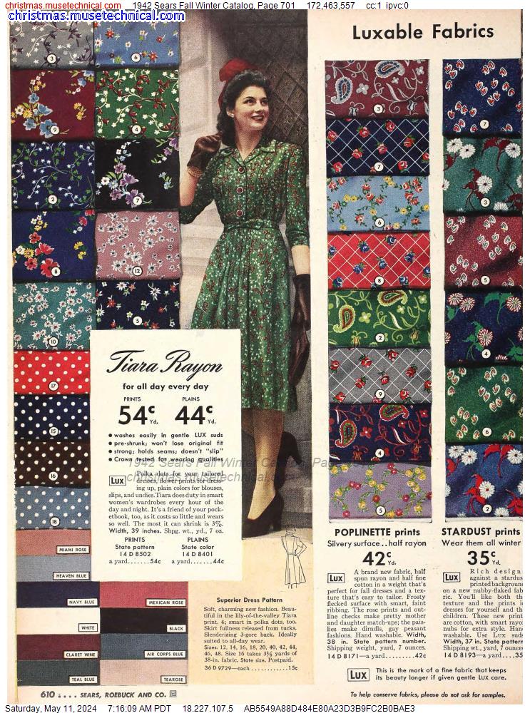 1942 Sears Fall Winter Catalog, Page 701