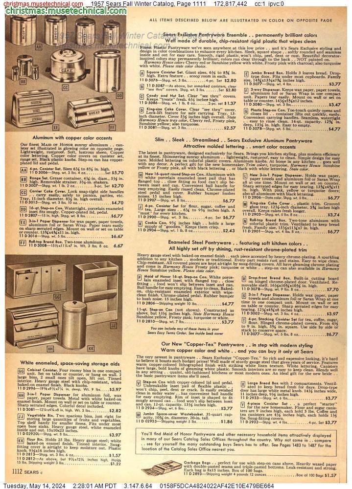 1957 Sears Fall Winter Catalog, Page 1111