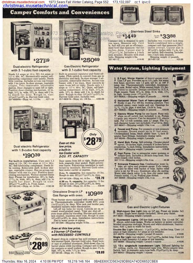 1973 Sears Fall Winter Catalog, Page 552