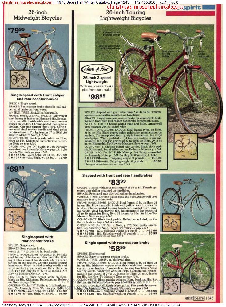 1978 Sears Fall Winter Catalog, Page 1243
