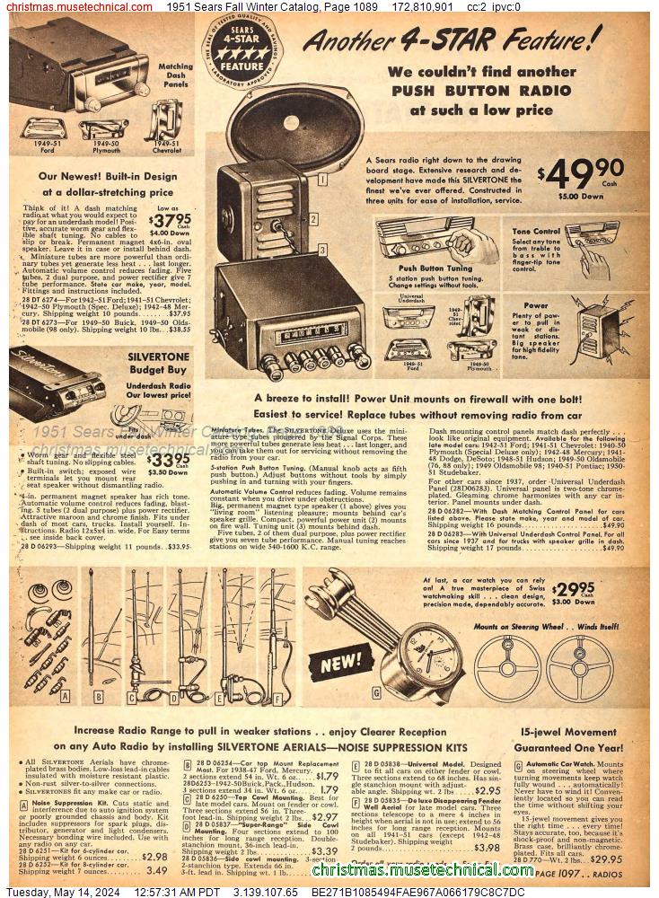 1951 Sears Fall Winter Catalog, Page 1089