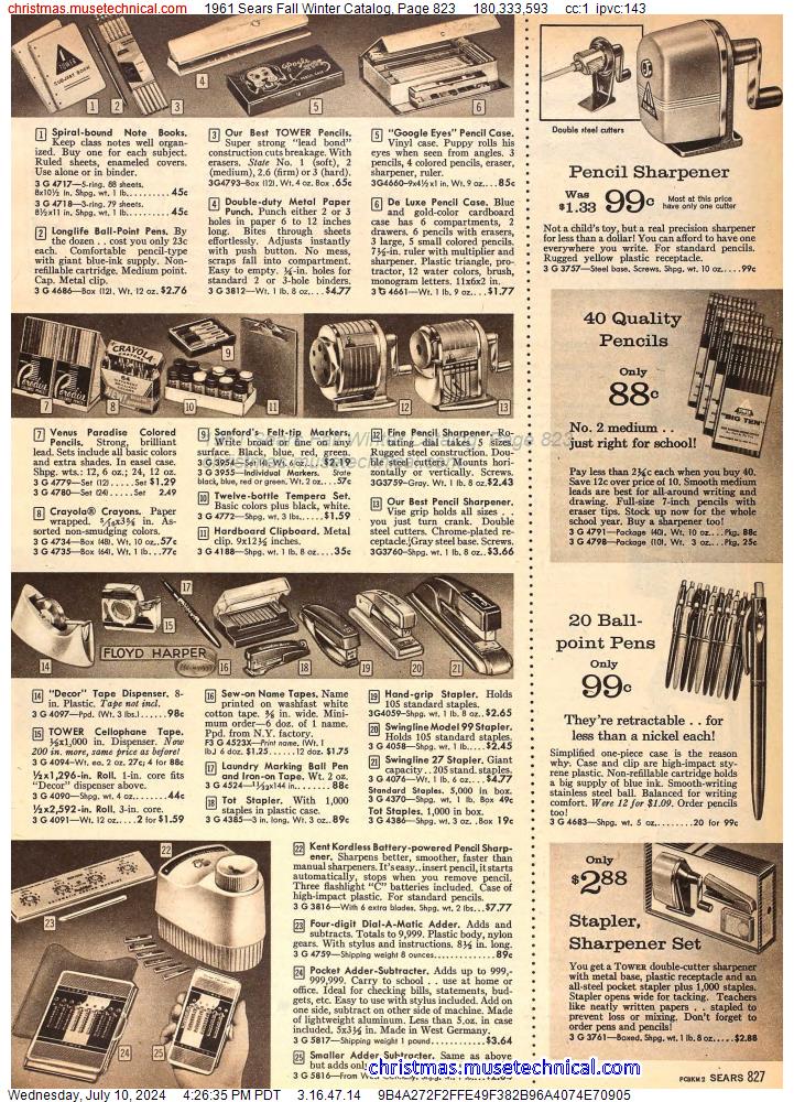 1961 Sears Fall Winter Catalog, Page 823