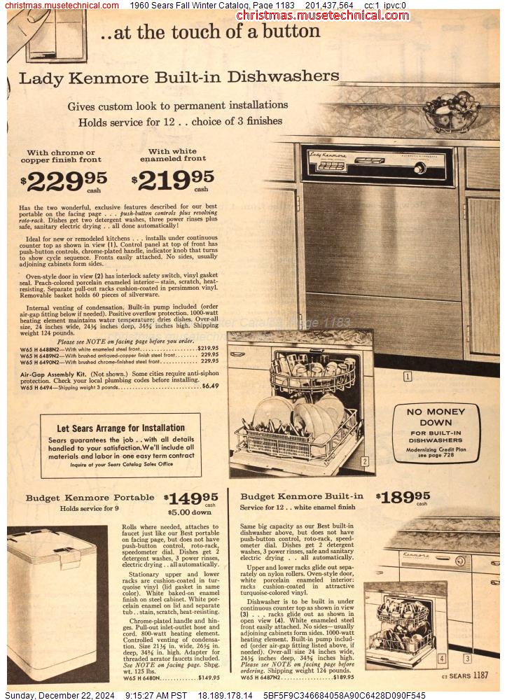 1960 Sears Fall Winter Catalog, Page 1183