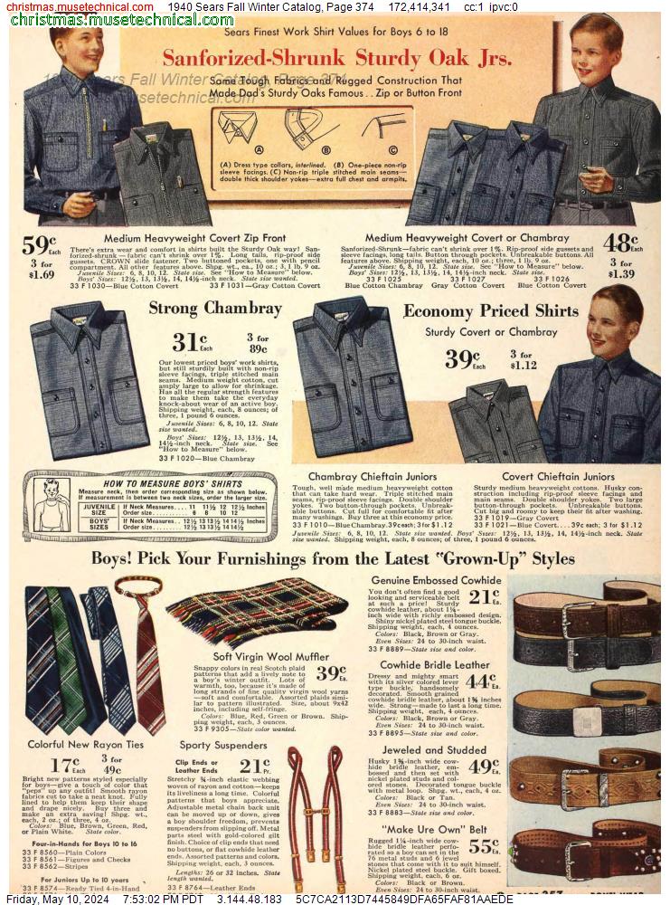 1940 Sears Fall Winter Catalog, Page 374