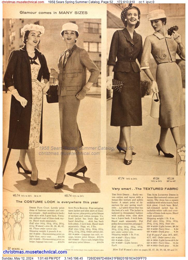 1958 Sears Spring Summer Catalog, Page 52