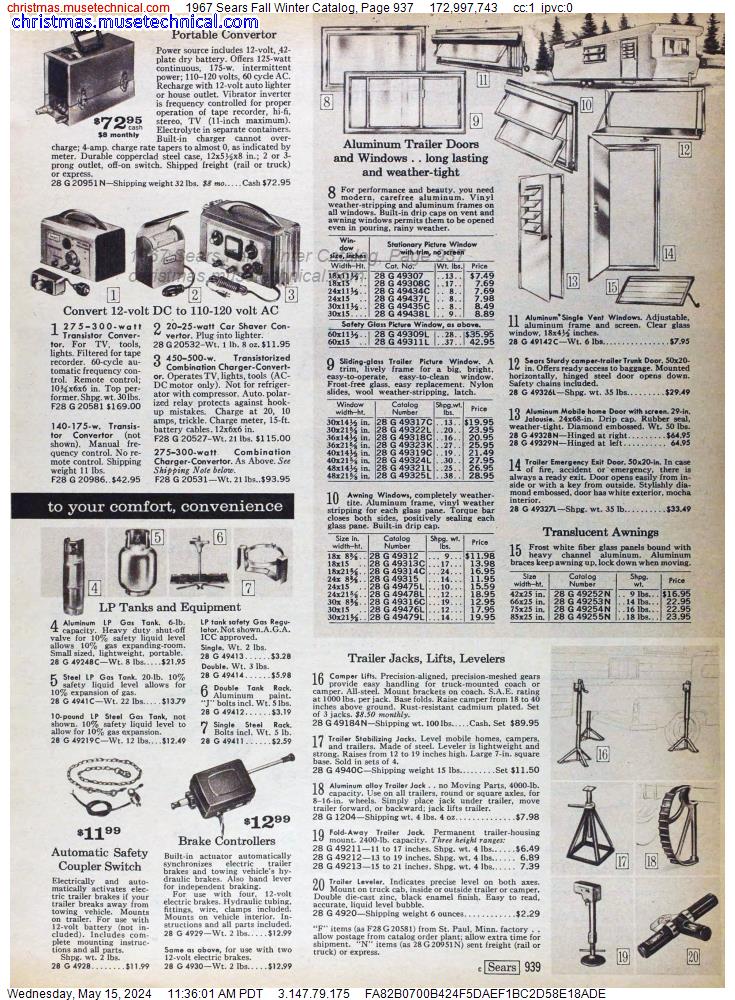 1967 Sears Fall Winter Catalog, Page 937