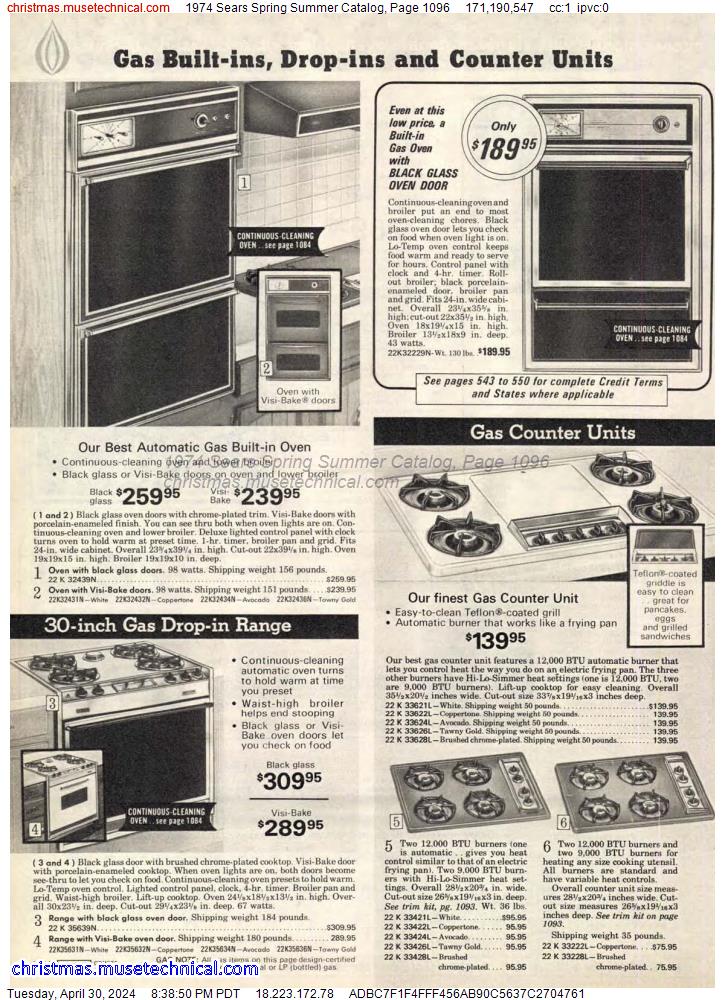 1974 Sears Spring Summer Catalog, Page 1096