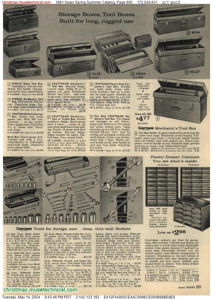 1961 Sears Spring Summer Catalog, Page 895