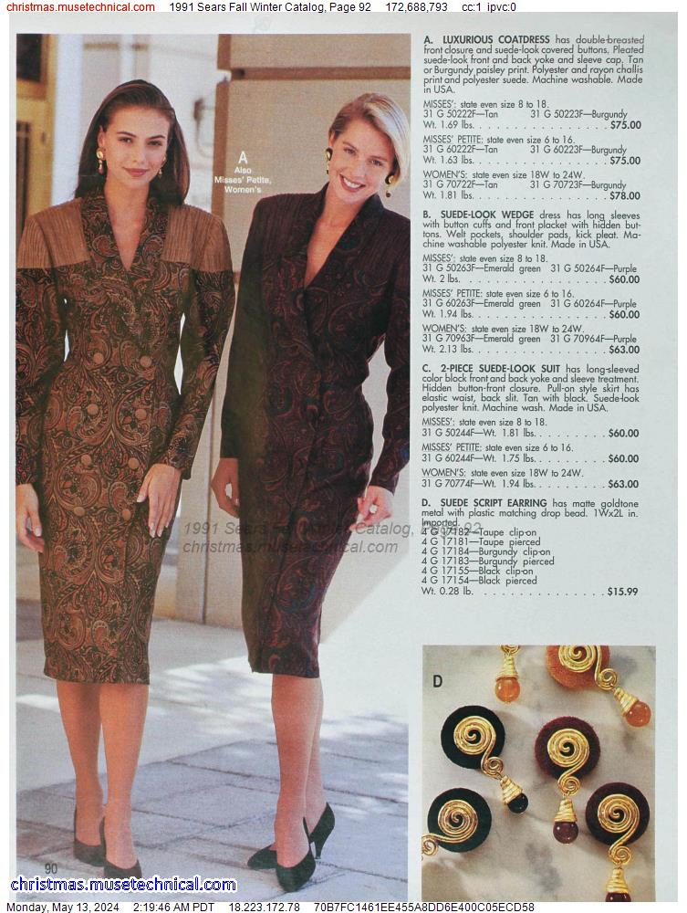 1991 Sears Fall Winter Catalog, Page 92