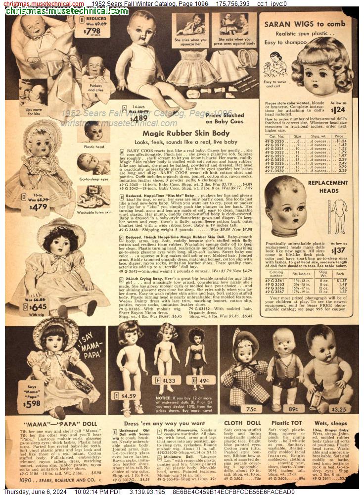 1952 Sears Fall Winter Catalog, Page 1096