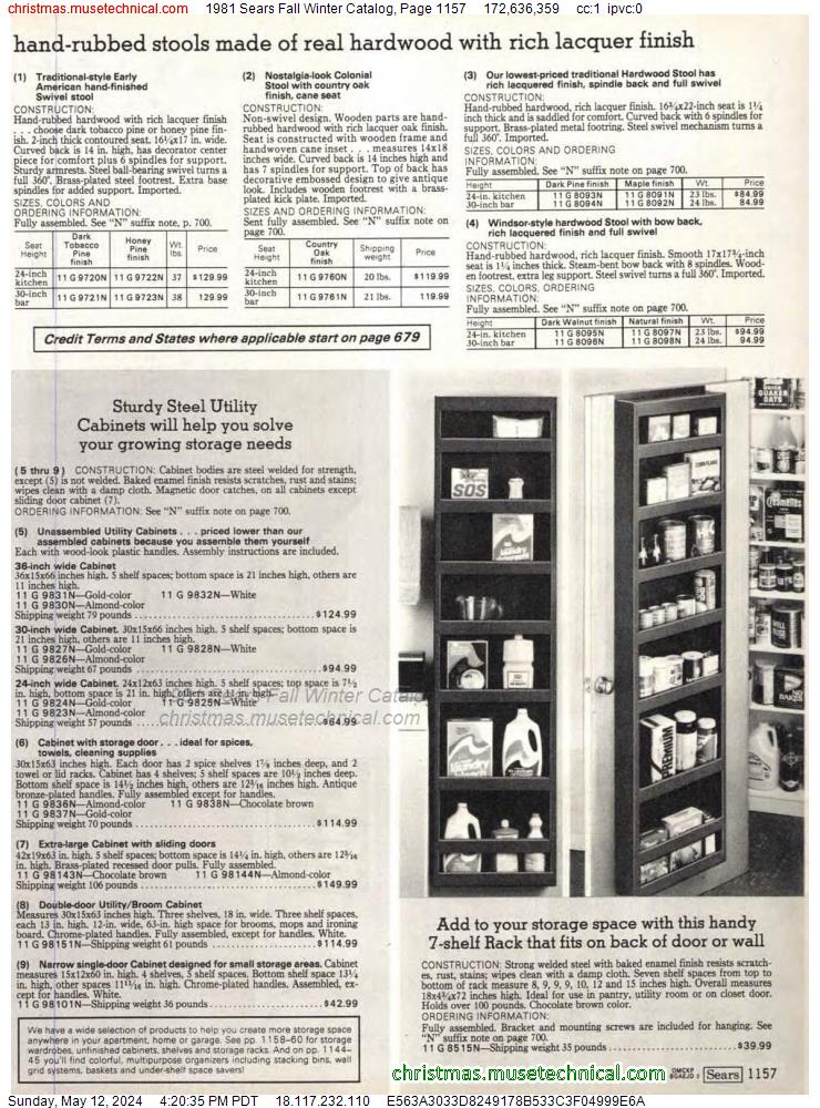 1981 Sears Fall Winter Catalog, Page 1157