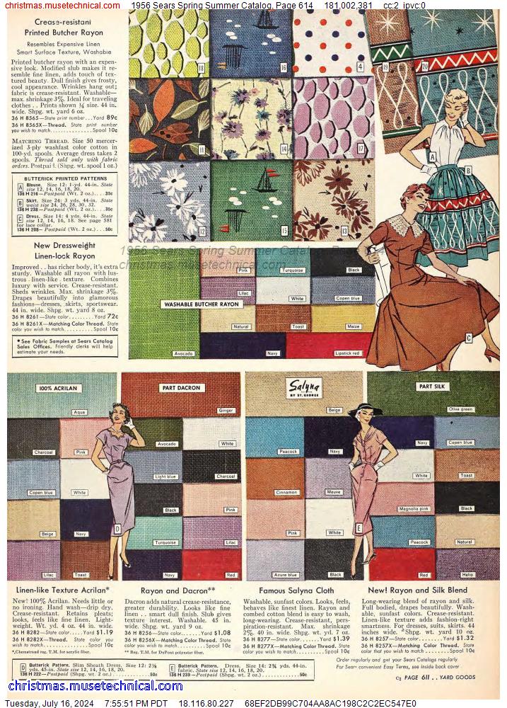 1956 Sears Spring Summer Catalog, Page 614