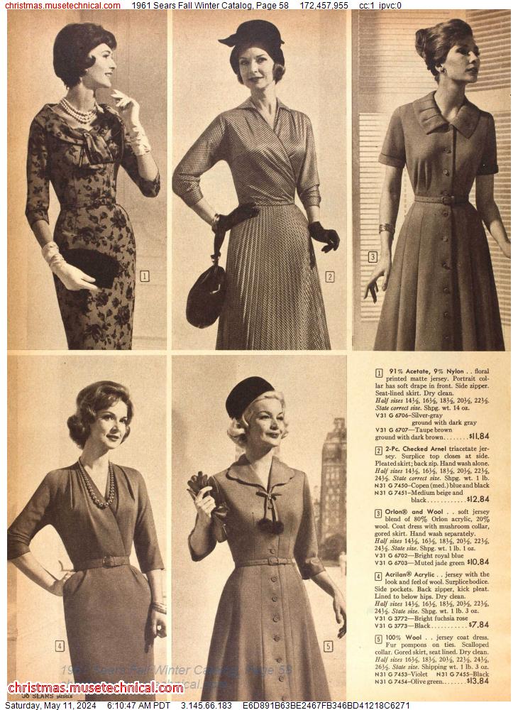 1961 Sears Fall Winter Catalog, Page 58