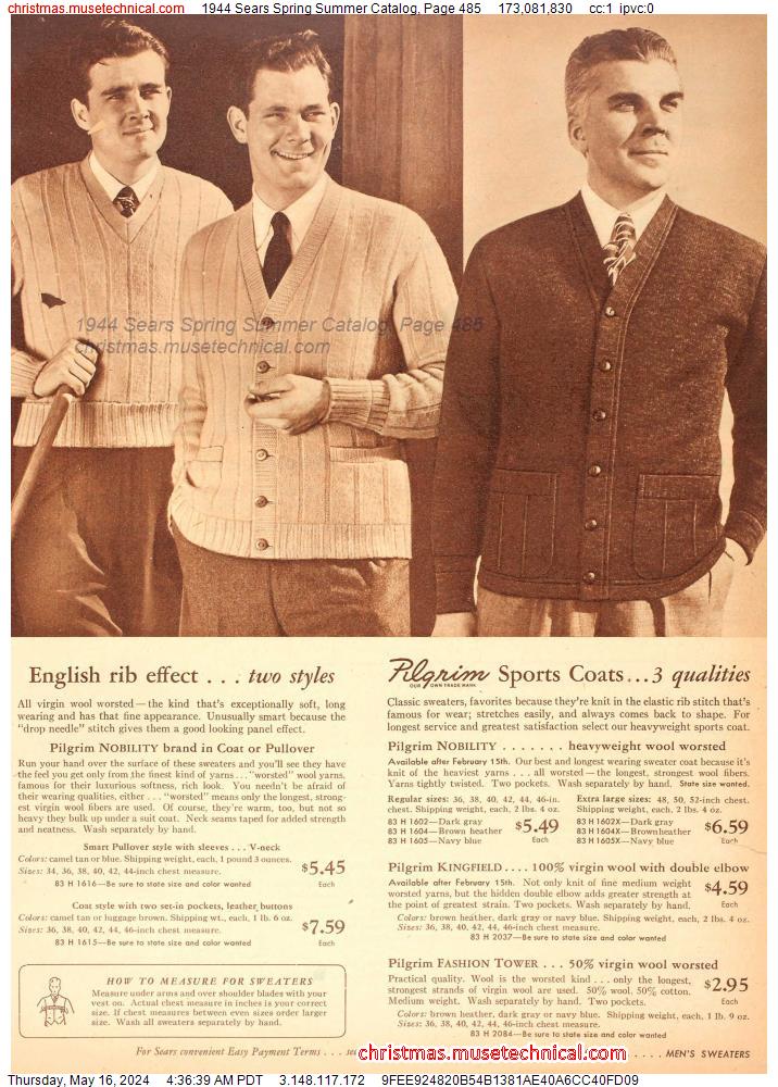 1944 Sears Spring Summer Catalog, Page 485