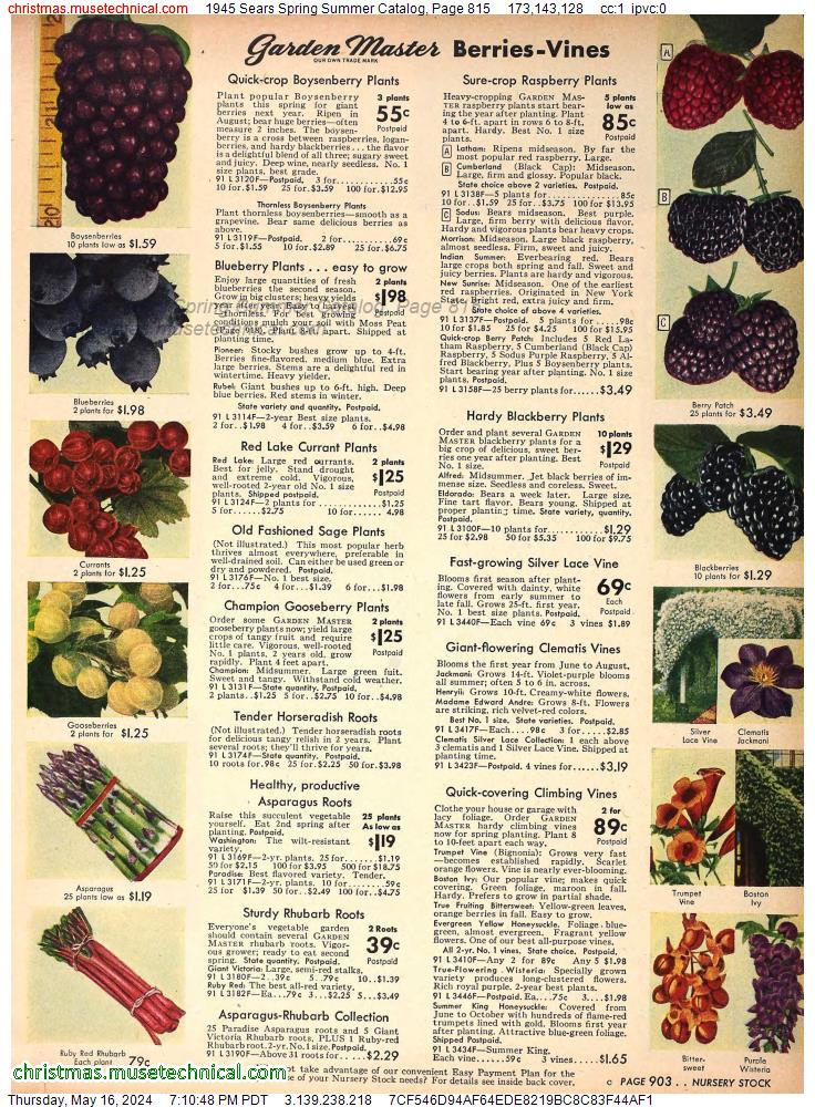 1945 Sears Spring Summer Catalog, Page 815