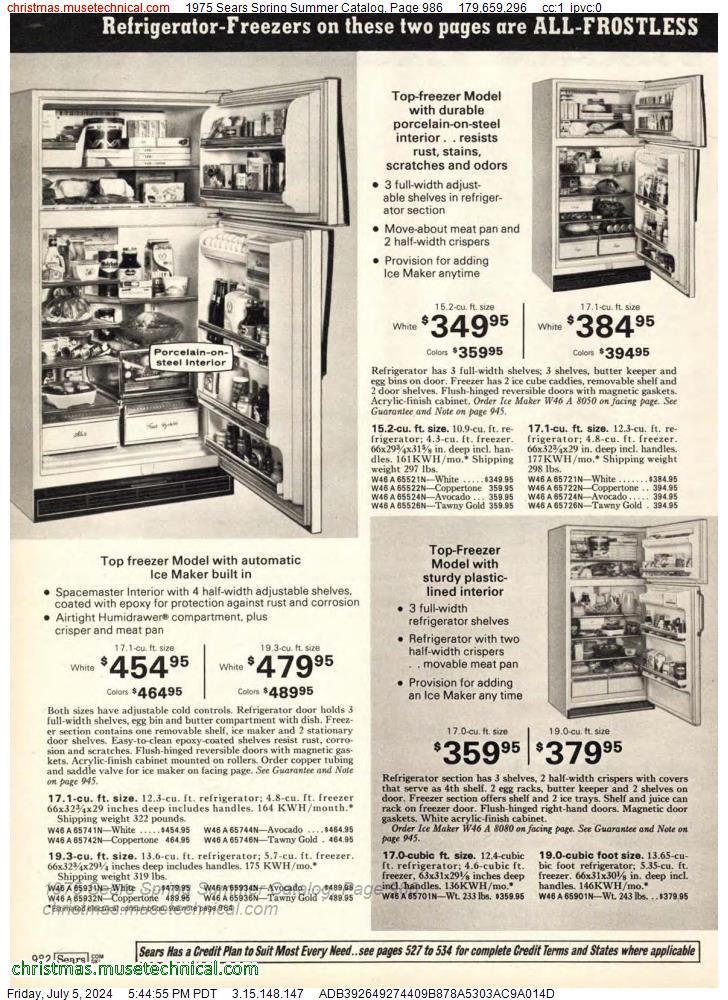 1975 Sears Spring Summer Catalog, Page 986
