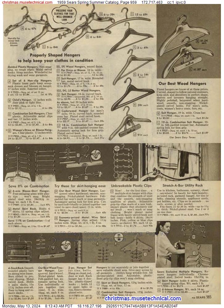 1959 Sears Spring Summer Catalog, Page 959