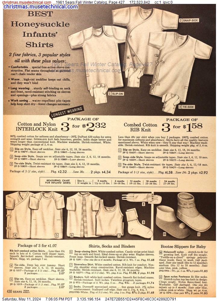 1961 Sears Fall Winter Catalog, Page 427