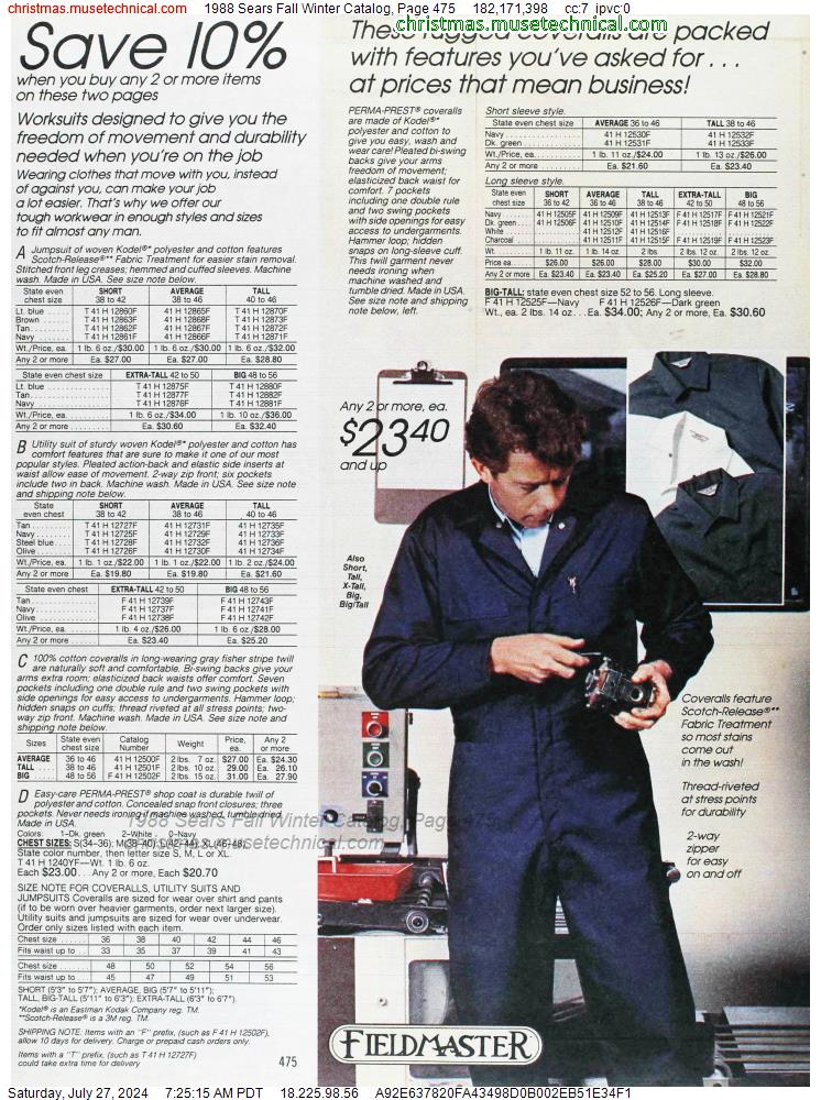 1988 Sears Fall Winter Catalog, Page 475