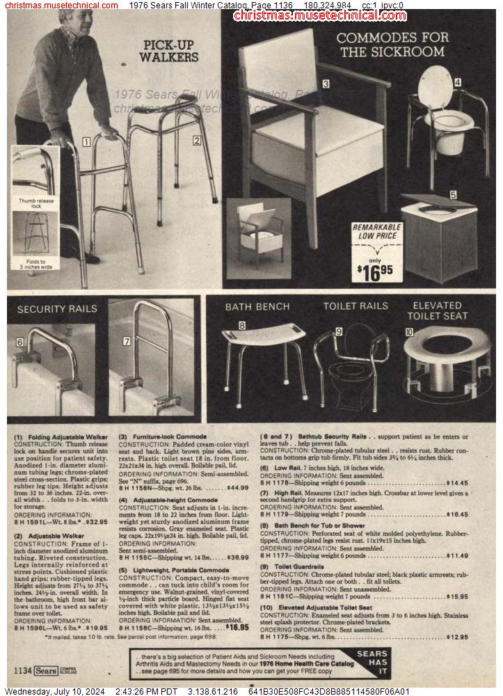 1976 Sears Fall Winter Catalog, Page 1136