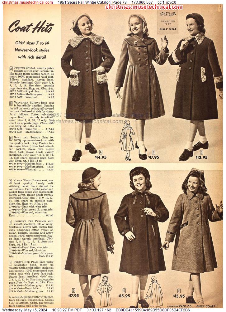 1951 Sears Fall Winter Catalog, Page 73
