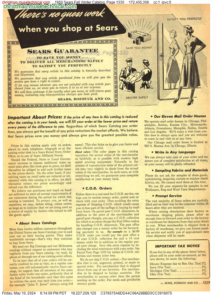 1950 Sears Fall Winter Catalog, Page 1330