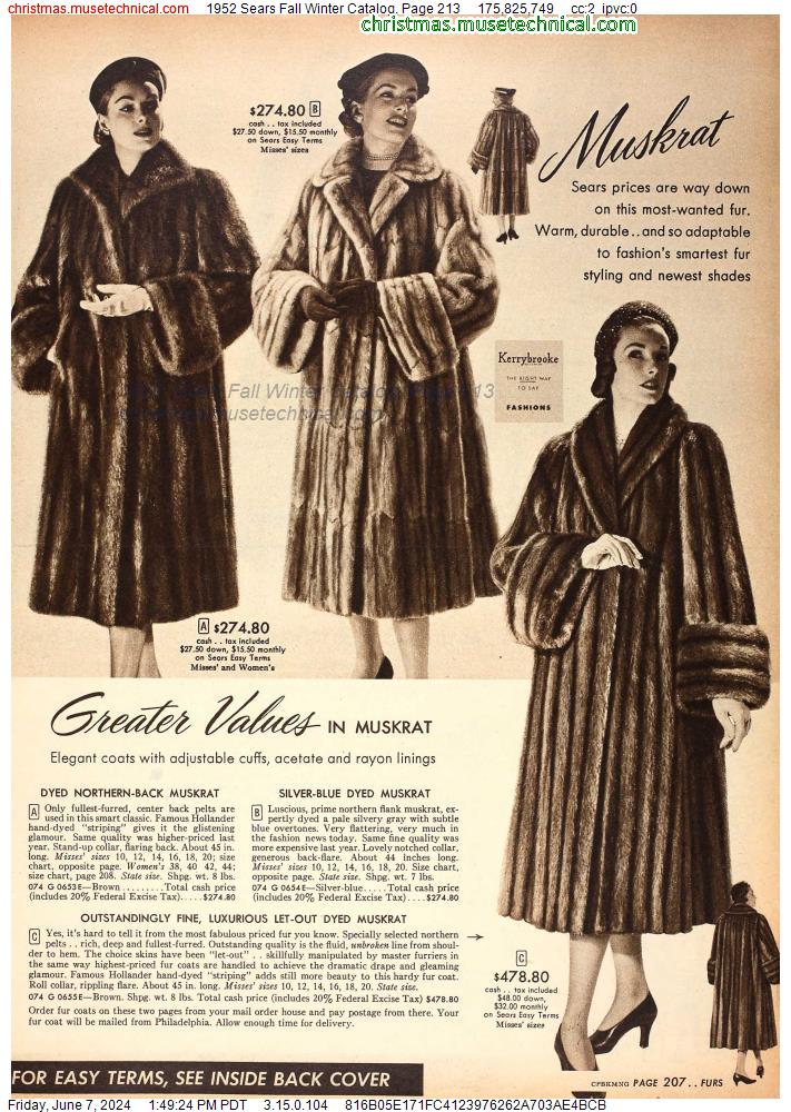 1952 Sears Fall Winter Catalog, Page 213